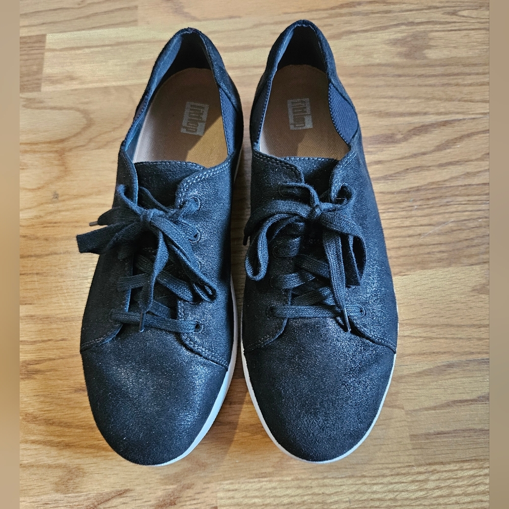 FITFLOP Shoes Like New Valentia Black Metallic Sneakers Size UK 8 USA 10 EU 42